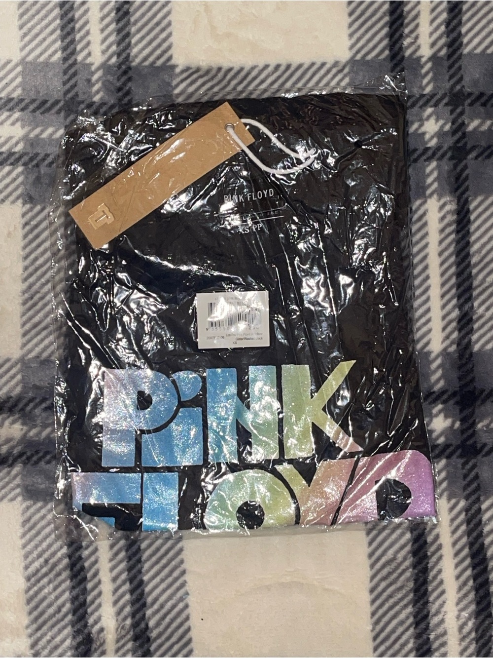 Pink Floyd Black Tee with Pastel Rainbow Glitter Logo